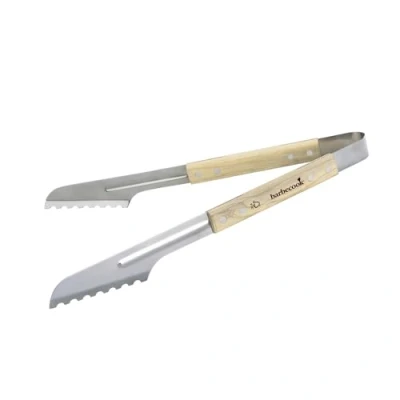 Image de Barbecook pince bbq, de luxe, à barbecue, accessoire Acier Inox/Bouleau, 40cm