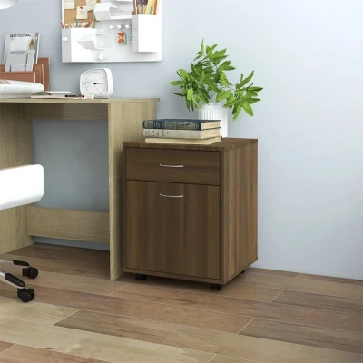 Afbeelding van vidaXL Kast verrijdbaar 45x38x54 cm bewerkt hout bruineikenkleurig