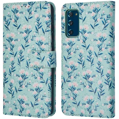 Afbeelding van iMoshion Hoesje Geschikt voor Samsung Galaxy S20 FE Met Pasjeshouder Design Bookcase smartphone Blauw / Blue Flowers
