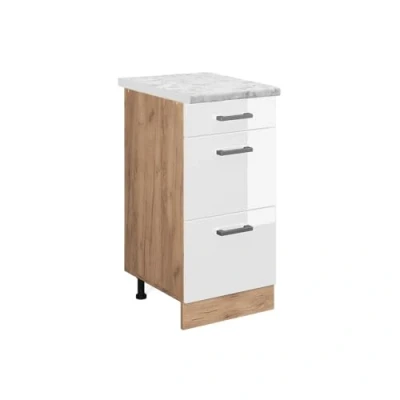 Afbeelding van Vicco Keukenonderkast R Line, Wit Hoogglans/Krachtige eik goud, 40 cm WB Marmer