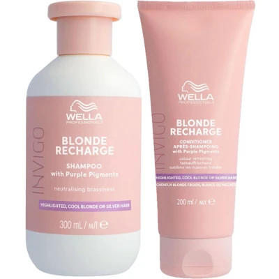 Afbeelding van Wella Invigo Color Recharge Cool Blond Shampoo 250ml + Conditioner 200ml bundel/set/pakket