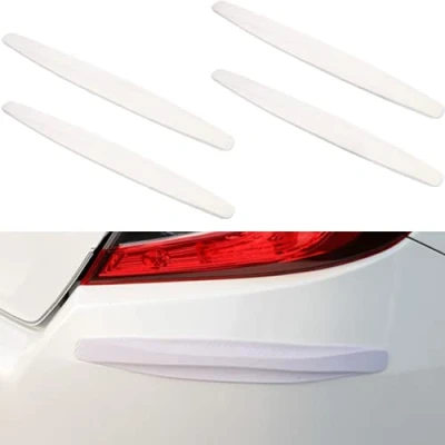 Afbeelding van 4 stuks universele bumperbeschermingsstrips voor autobumpers, 41 x 4,5 cm, koolstofvezel, wit