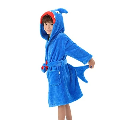Afbeelding van LOLANTA Kinderkamerjas voor dieren, fleece badjas met capuchon, jongens/meisjes, 1 8 jaar, Blauw