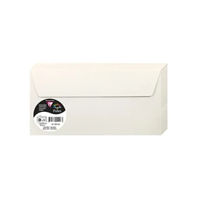 Afbeelding van Clairefontaine 120016C, verpakking met 50 zelfklevende enveloppen, formaat DL, 11 x 22 cm, 120 g/m², kleur: parelgrijs, uitnodiging voor evenementen en correspondentie, Pollen serie, premium papier