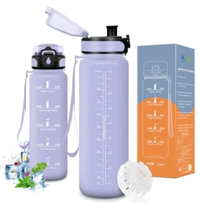 Afbeelding van Vikaster Fitnessfles, 1000 ml, drinkfles voor fiets, geschikt koolzuurhoudende dranken, sportfles kinderen, school, fitness, outdoor