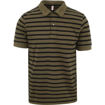 Afbeelding van Sun68 Poloshirt Strepen Groen maat XXL heren met Modern fit Pasvorm Stretch Suitable Herenkleding