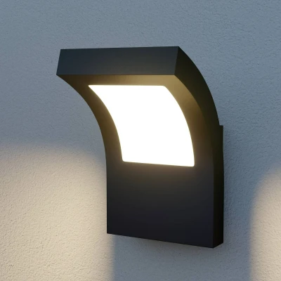 Afbeelding van Arcchio LED wandlamp buiten 1licht aluminium, polycarbonaat H: 28 cm grafietgrijs (RAL 840 M), opaalwit Inclusief lichtbron