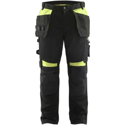 Afbeelding van Blaklader Werkbroek met spijkerzakken 1555 1860 Zwart/High Vis Geel C54