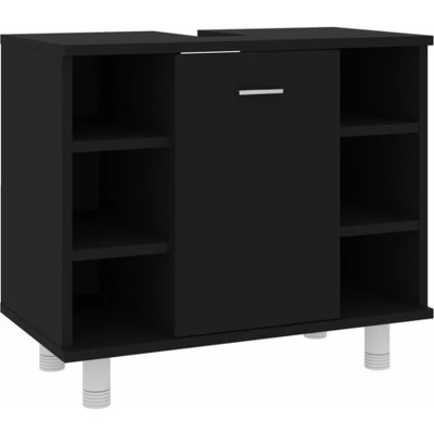 Afbeelding van Badkamerkast 60x32x53,5 cm spaanplaat zwart