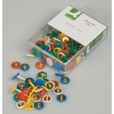 Afbeelding van Q CONNECT punaises, geassorteerde kleuren, doosje van 120 stuks