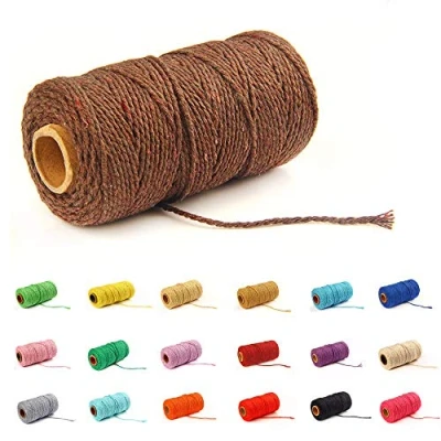 Afbeelding van 100 Yard / 2 mm Kleurrijke Katoenen Touw Ambachten Breien voor Geschenkverpakking (Koffie 1)