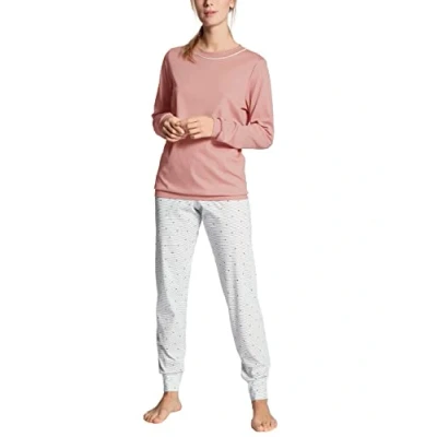 Image de CALIDA Sweet Dreams Pyjama pour femme, 100% coton, avec ceinture élastique recouverte de tissu, Rose Bud, 42 44