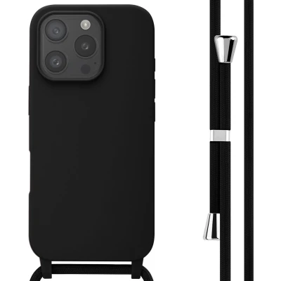 Afbeelding van imoshion hoesje Geschikt voor iPhone 16 Pro met koord Siliconen Zwart