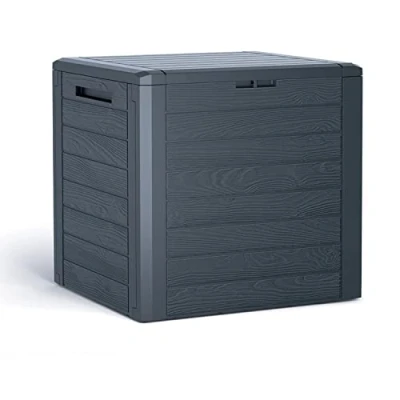 Image de Prosperplast Baúl de jardín WOODEBOX 140 l, dimensions (mm) 585 x 460 550, couleur anthracite