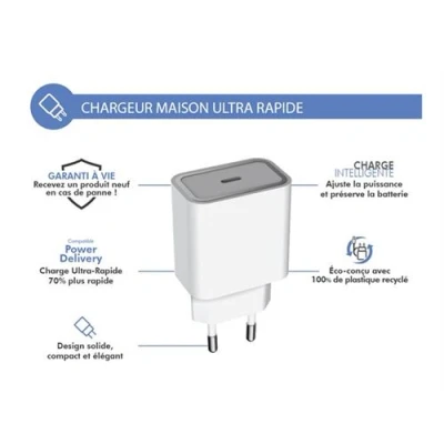 Image de Force Power Lite Adaptateur secteur 100 % de plastique recyclé 25 Watt PD (24 pin USB C) blanc