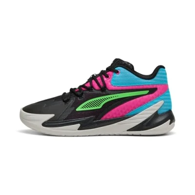 Afbeelding van Puma Dagger Basketbalschoenen Black/fluro pink, Heren, Maat: 47, pink Textiel/ synthetisch