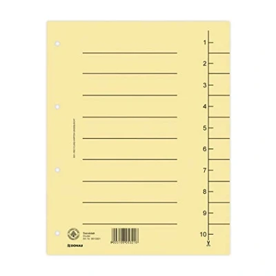 Afbeelding van DONAU 8610001 25 tabbladen 100 stuks, kleur: lichtbruin / staand formaat karton 250 g/m² gerecycled met lijnprint voor DIN A4 4 voudige perforatie register
