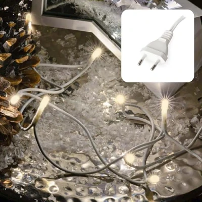 Afbeelding van hellum 579116 Mini led lichtketting binnen, 2,85 m lichtlengte 20 leds klassieke warmwitte met stekker, kerstboom, netsnoer, witte kabel, stekker 1,5 m,