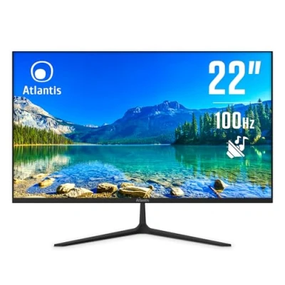 Afbeelding van ATLANTIS 22 inch monitor, VA 100 Hz, Full HD 1920 x 1080, VGA HDMI, Multimedia, FreeSync, kantelbare audio /hoofdtelefoonuitgang, 5 ms reactie, contrast 3000:1, hoek 178/178, HDMI kabel 1,5 m