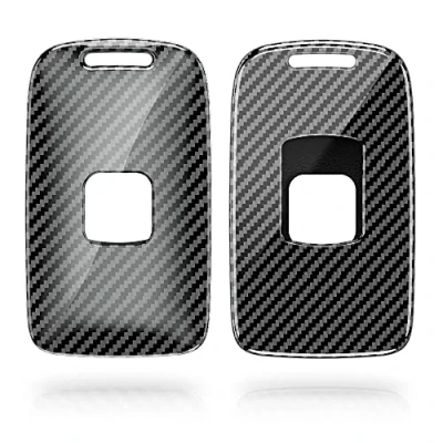 Afbeelding van kwmobile autosleutelhoes geschikt voor Renault 4 knops Smartkey autosleutel (alleen Keyless Go) hardcover beschermhoes Carbon design zwart