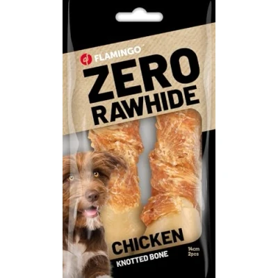 Afbeelding van Flamingo ZERO RAWHIDE Hondensnacks Kauwstaaf hond Geknoopt been met kip 14cm, 2st, 120g