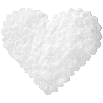 Afbeelding van SHATCHI 500 stuks sneeuwwitte zijden rozenblaadjes voor Moederdag, bruiloft, verjaardag, doop, tafeldecoratie