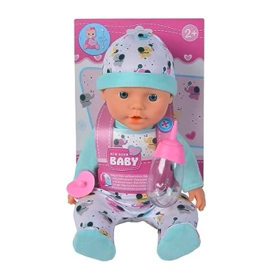 Afbeelding van New Born Baby kleine olifant vinyl pop met drink en vochtfunctie, fles fopspeen, 30 cm, vanaf 2 jaar
