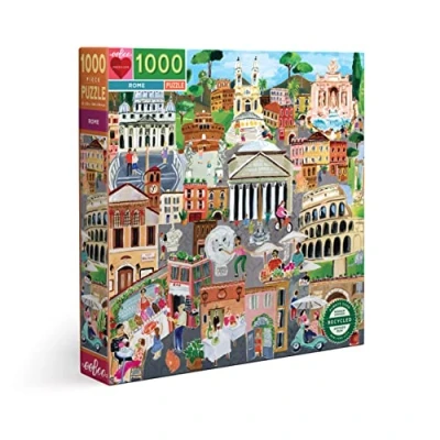 Afbeelding van eeBoo Gerecycled karton voor volwassenen, puzzel 1000 stukjes over de stad Rome in Italië, afmetingen: 58,4 x cm, PZTROM, meerkleurig