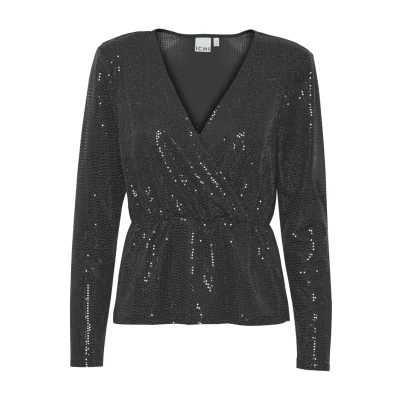 Afbeelding van ICHI Ihloane Blouse, Dames, Maat: Medium, Black