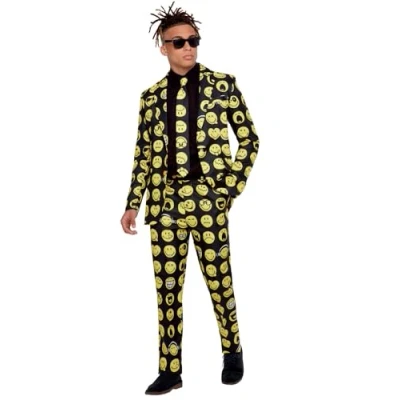 Afbeelding van Smiffy&#039;s Keurig Smiley Pak Man Geel, Zwart XL Carnavalskleding Verkleedkleding