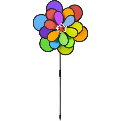 Afbeelding van Relaxdays windspinner bloem windmolen gekleurd tuinsteker tuindecoratie windspel