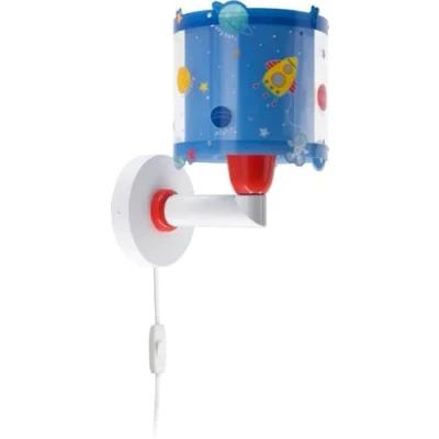 Afbeelding van Dalber Kinderen Wandkandelaar Lamp Wolken Planeten Zonnestelsel 41349, Slaapkamer Lampenkap Blauw