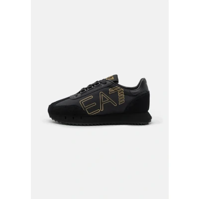 Afbeelding van EA7 Emporio Armani Vintage Unisex Sneakers laag, Maat: 39 1/3, Triple black/gold Leer en textiel