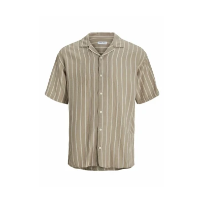 Afbeelding van Jack &amp; Jones Overhemd Jjeenzo Stripe Resort Shirt Ss Sn 12268457 Crockery Mannen Maat S