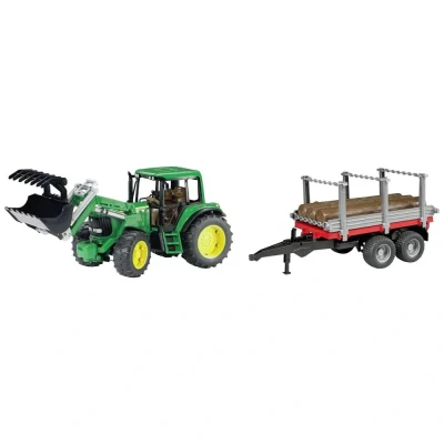 Afbeelding van bruder John Deere Tractor 6920 met frontlader + houten aanhanger Kant en klaar model Landbouwvoertuig (model)