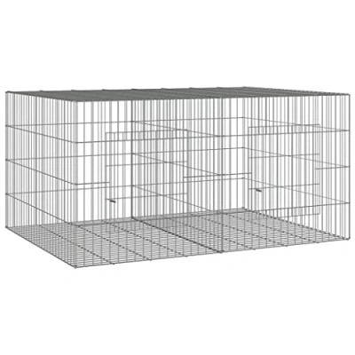 Afbeelding van vidaXL Konijnenkooi met 2 panelen 110x79x54 cm gegalvaniseerd ijzer
