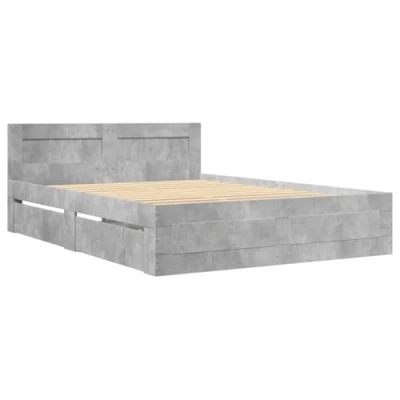 Afbeelding van vidaXL Bedframe met hoofdeinde bewerkt hout betongrijs 120x200 cm