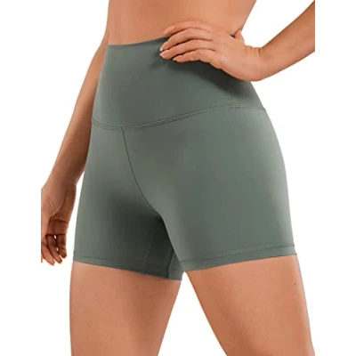 Afbeelding van CRZ YOGA damesshorts, fietsers, sport, casual, yoga, hoge taille, broek 10 cm, saliegrijs, 38, grijze salie