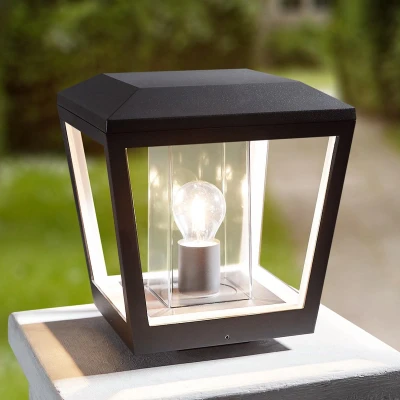 Afbeelding van Lucande Sokkellamp 1licht drukgegoten aluminium, polycarbonaat H: 26 cm E27 donkergrijs