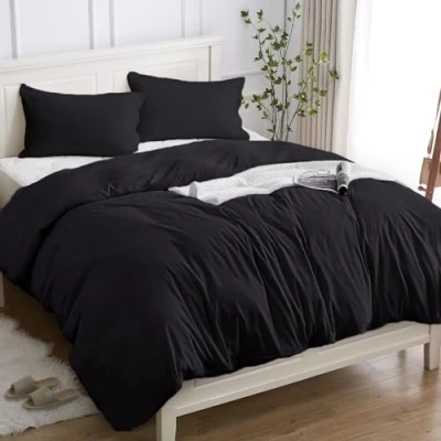 Afbeelding van Dekbedovertrek van 100% katoen voor eenpersoonsbed, 155 x 200 cm (1 kussensloop 50 80 cm), beddengoed hoogwaardig 150 g/m², Oeko Tex® gecertificeerd, zacht, ademend, hypoallergeen, blauw