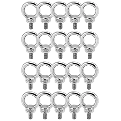 Afbeelding van QWORK 20 stuks M6 hefring, oogbouten mannelijke schroefdraad, voor matrozenbouten en technische hefapparatuur (65 kg)