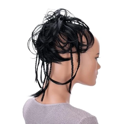 Afbeelding van PRETTYSHOP XXL Haarstukje Haarwokkel Bruids Kapsel Opgestoken Volumineus Golvend Knoet Zwart G1D