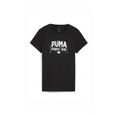 Afbeelding van PUMA Graphic Varsity Tee Women voor Dames, Zwart, Maat S