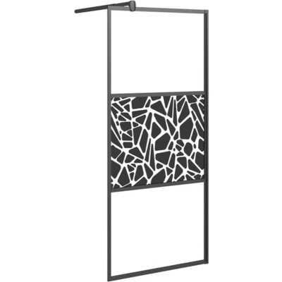 Afbeelding van Inloopdouchewand met stenenmotief 80x195 cm ESG glas zwart