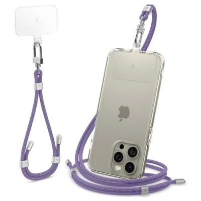 Afbeelding van Spigen Universele riemset Crossbody&amp; Pols zestaw smyczy do telefonu fioletowy/diep Paars AFA, Smartphonehouder,