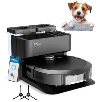 Image de Aspirateur robot laveur connecté avec base de vidage Eziclean All in one Z10 Plus Noir