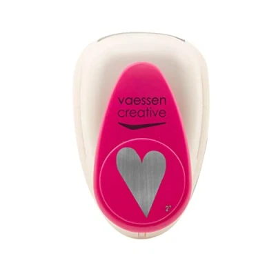 Afbeelding van Vaessen Creative Hartperforator, 5 cm, 1 stuk, tot 160 g, voor knutselwerk en scrapbooking, wit/roze, jumbo