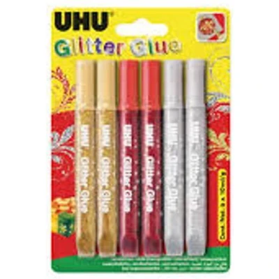 Afbeelding van UHU glitterlijm Kerst goud, rood en zilver