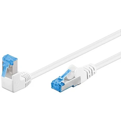 Afbeelding van Goobay CAT 6A high speed patchkabel 90 netwerkkabel Ethernet Playstation Xbox DSL PimF RJ45 stekker wit 3 m 51566