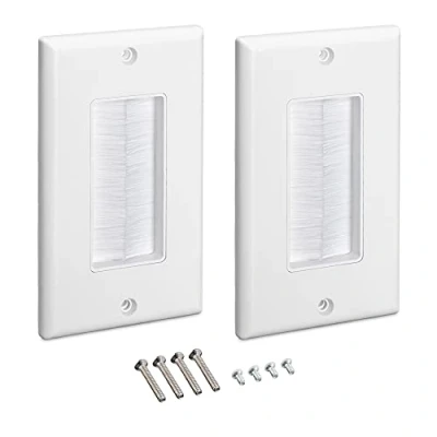 Afbeelding van Kwmobile kabeldoorvoer Set van 2 Afdekking met borstels voor kabels Wegwerking Kabelbox DIY projecten Wit